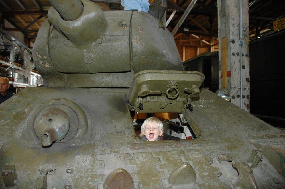 Dylan driving a T34 Tank